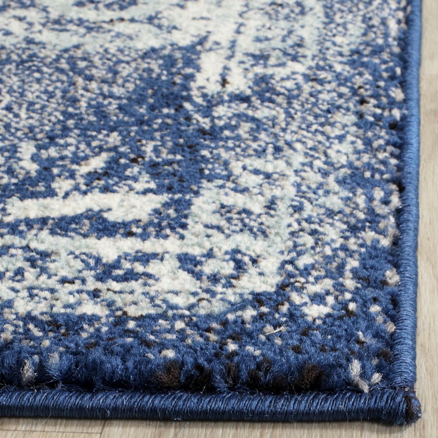 EVOKE - Tapis de salon interieur en bleu marine & ivoire, 155 x 229 cm