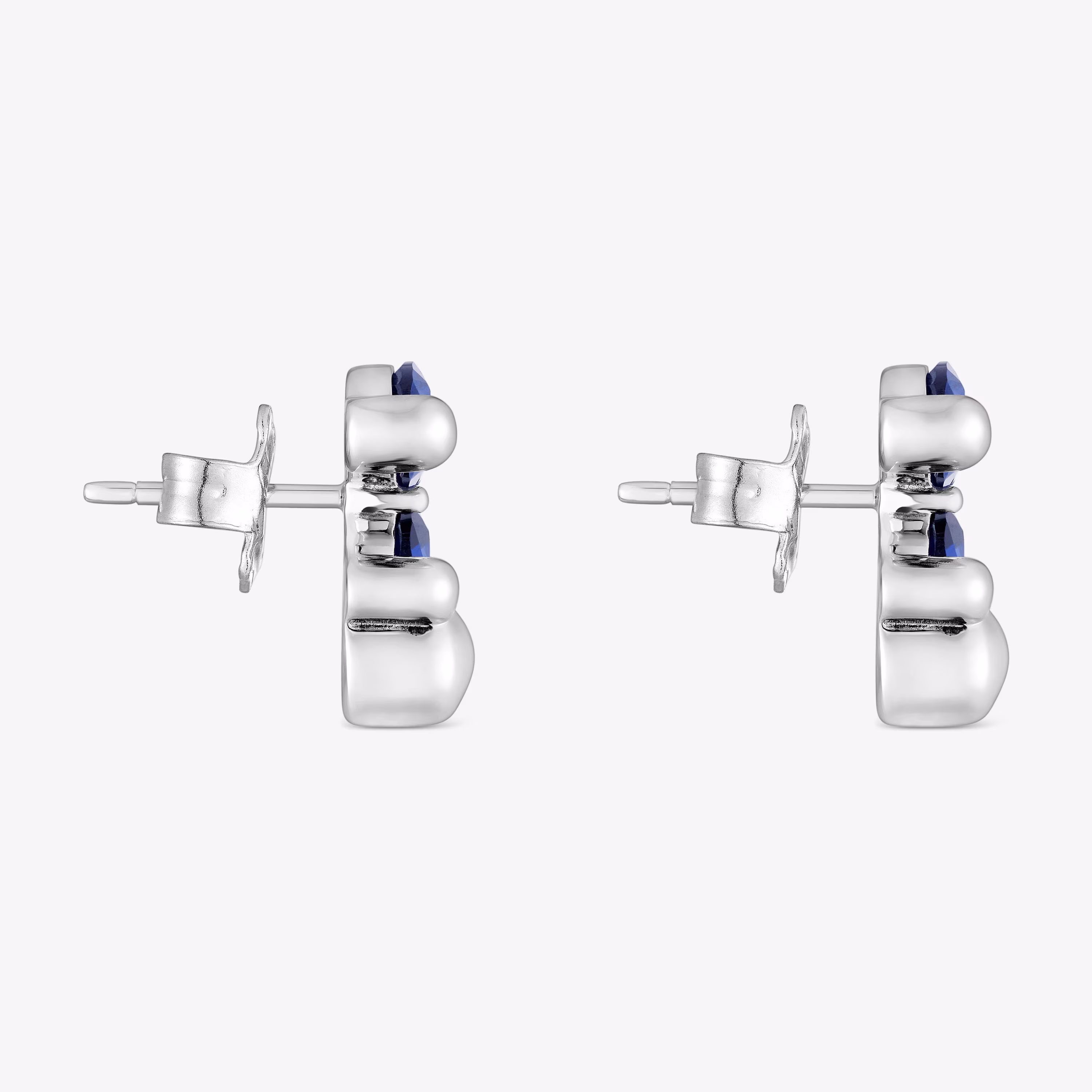 Pendientes motivo oso de plata y zafiro azul creado en laboratorio 13 mm Color Bear LGG