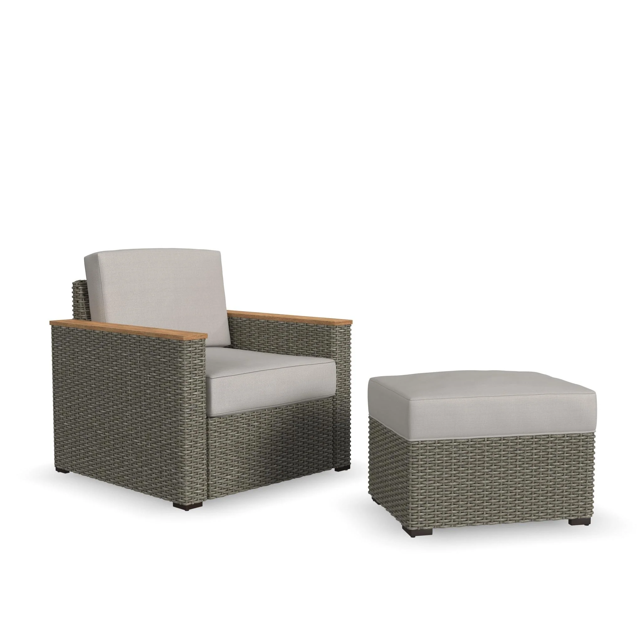 Homestyles 2-Piece Boca Raton Outdoor Arm Chair and Ottoman Set