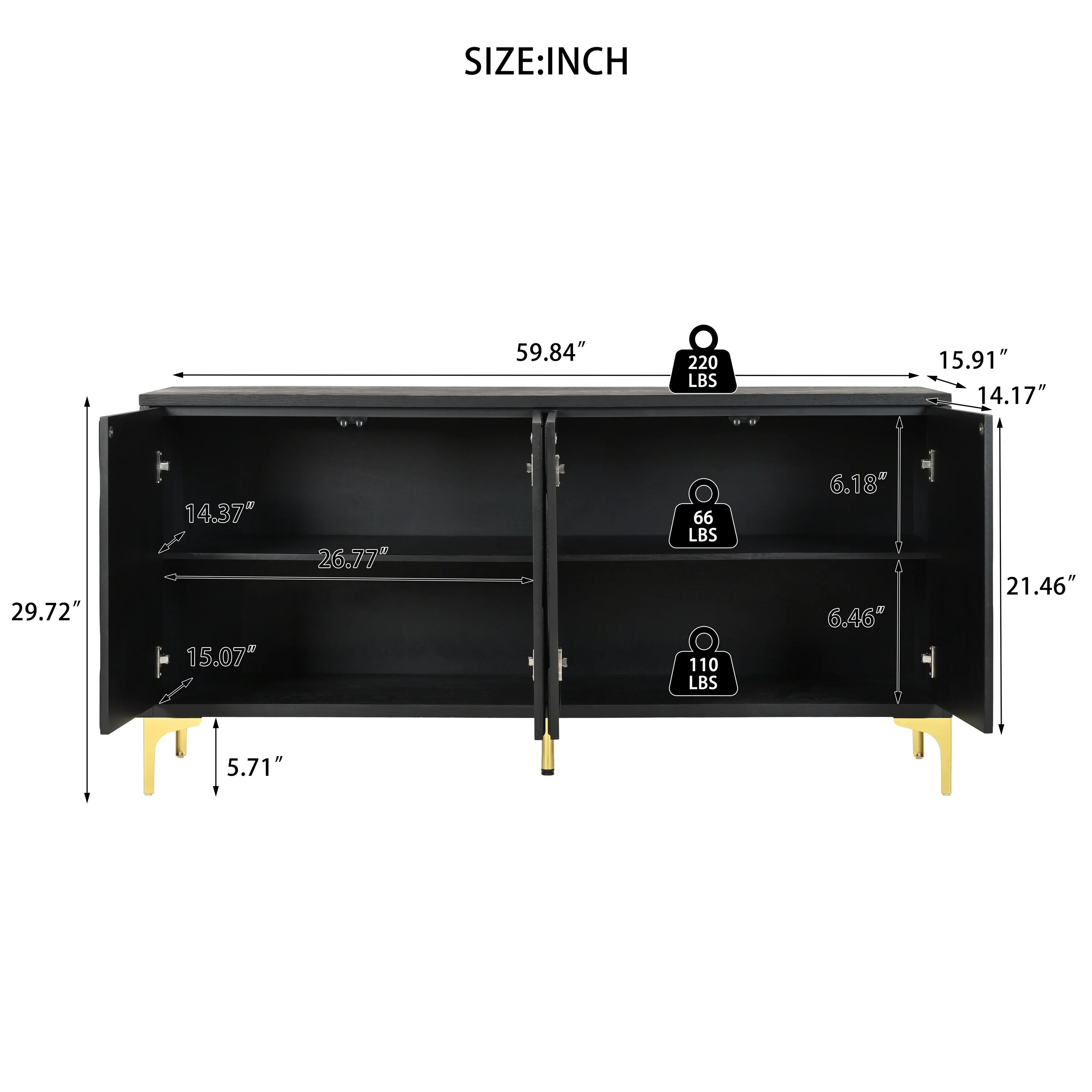 60 Sideboard with 4 Doors