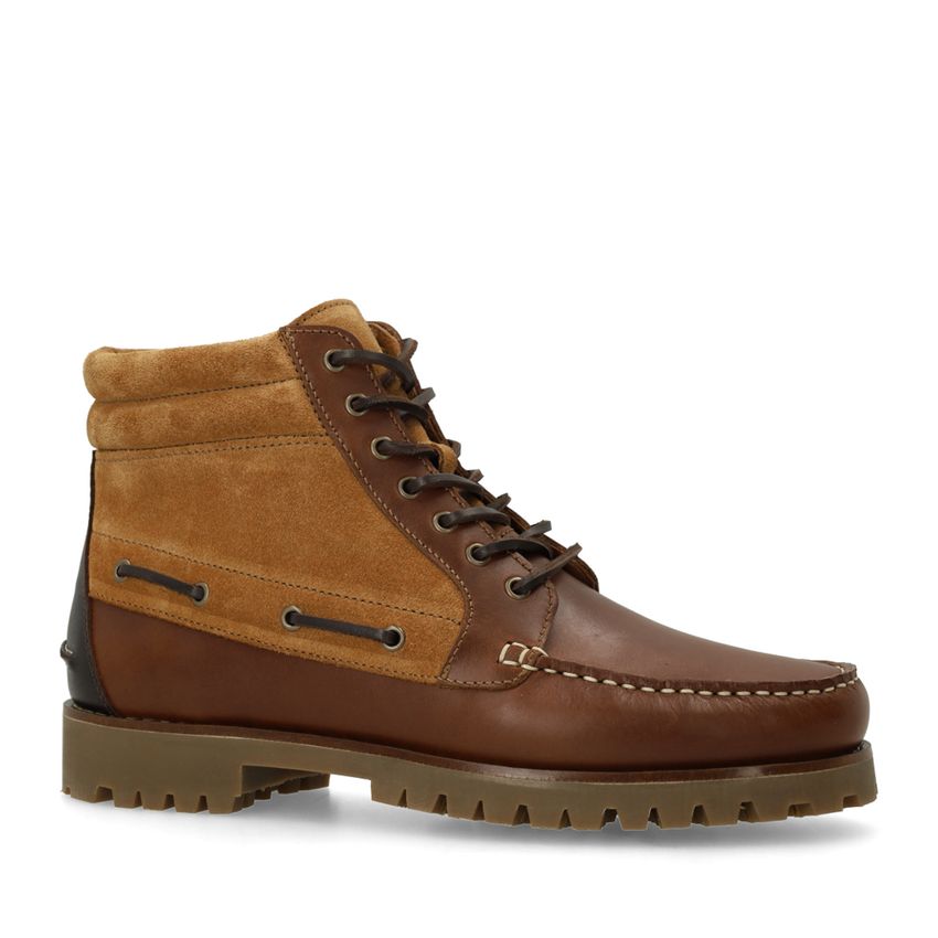 Manfield Cognac leren veterboots