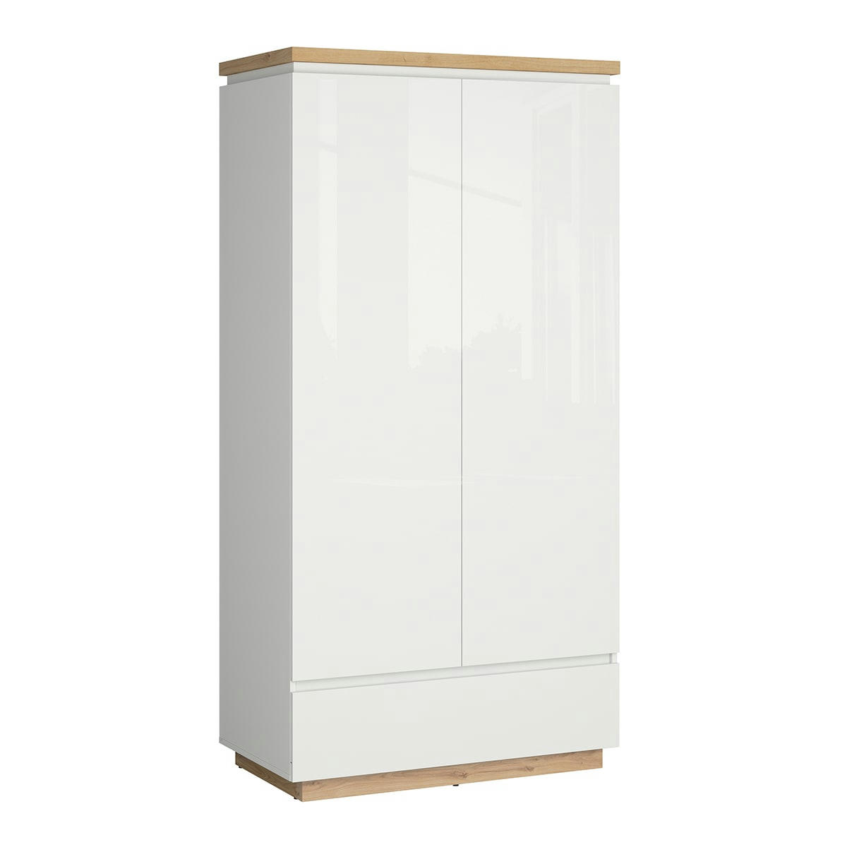 - Armoire 2 portes 1 tiroir blanc et naturel