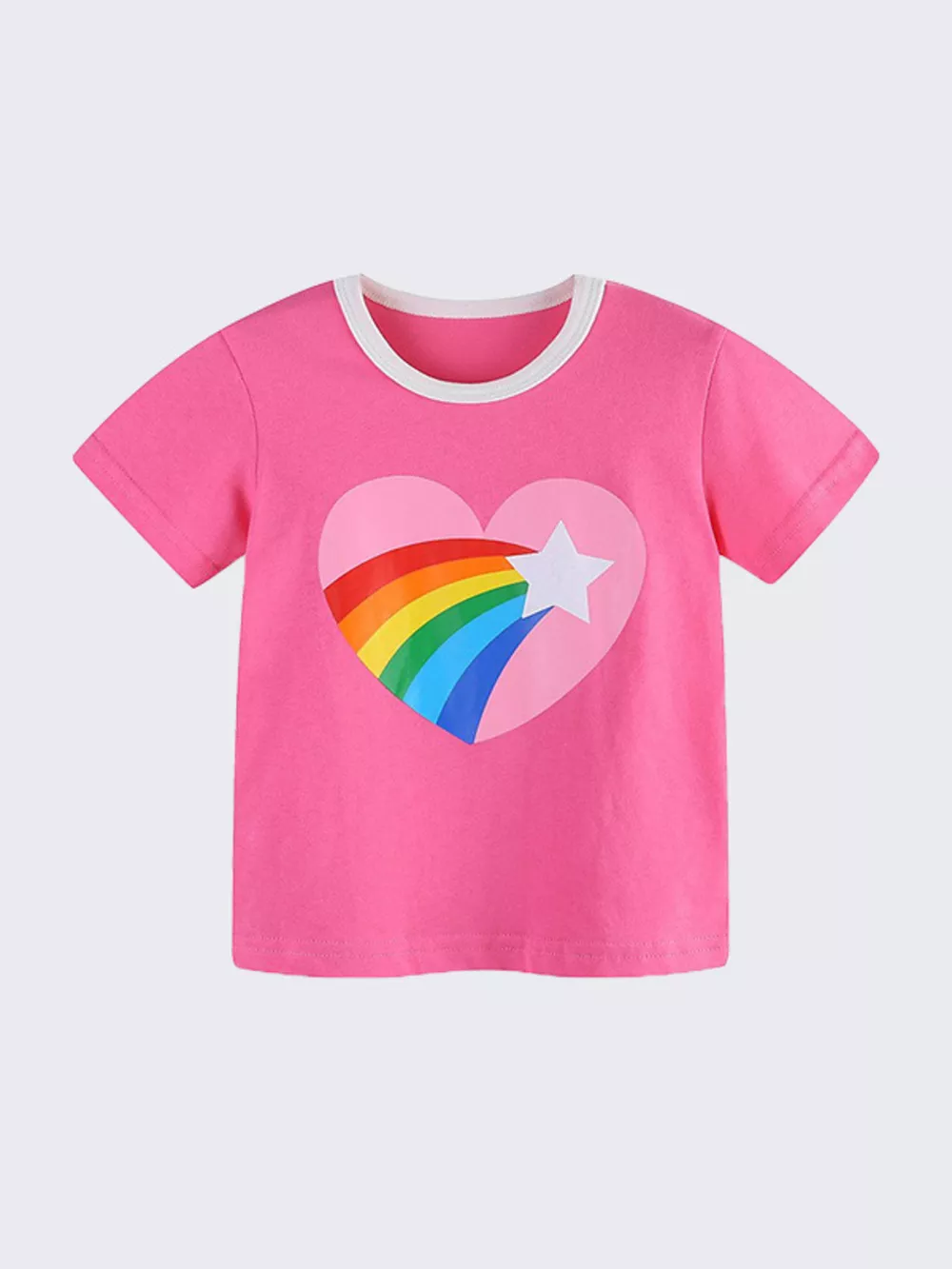 Children's Rainbow Heart Graphic Short Sleeve T-Shirt