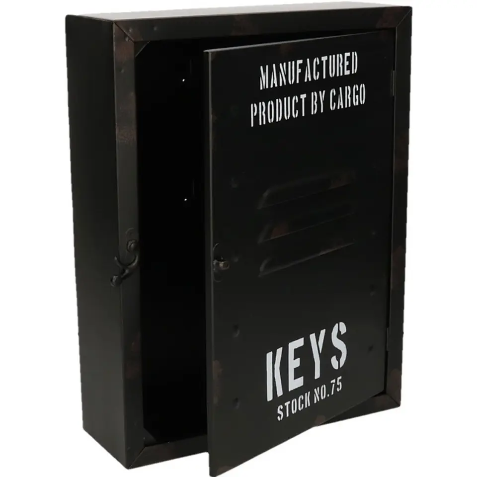 Locker sleutelkastje - zwart - van metaal - 30 x 23 x 9 cm