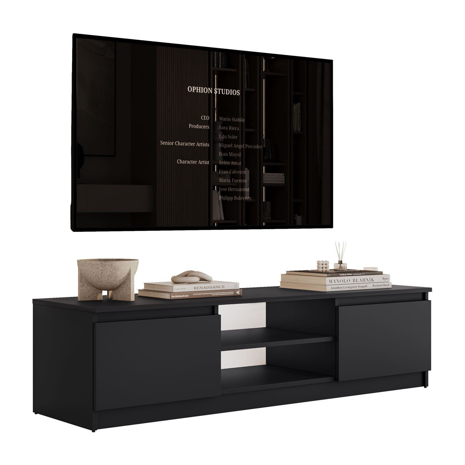 Szafka RTV HANA 140 cm, czarny mat