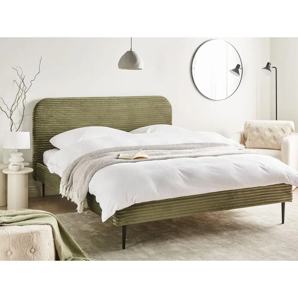 FLAYAT - Tweepersoonsbed - Groen - 160 x 200 cm - Corduroy