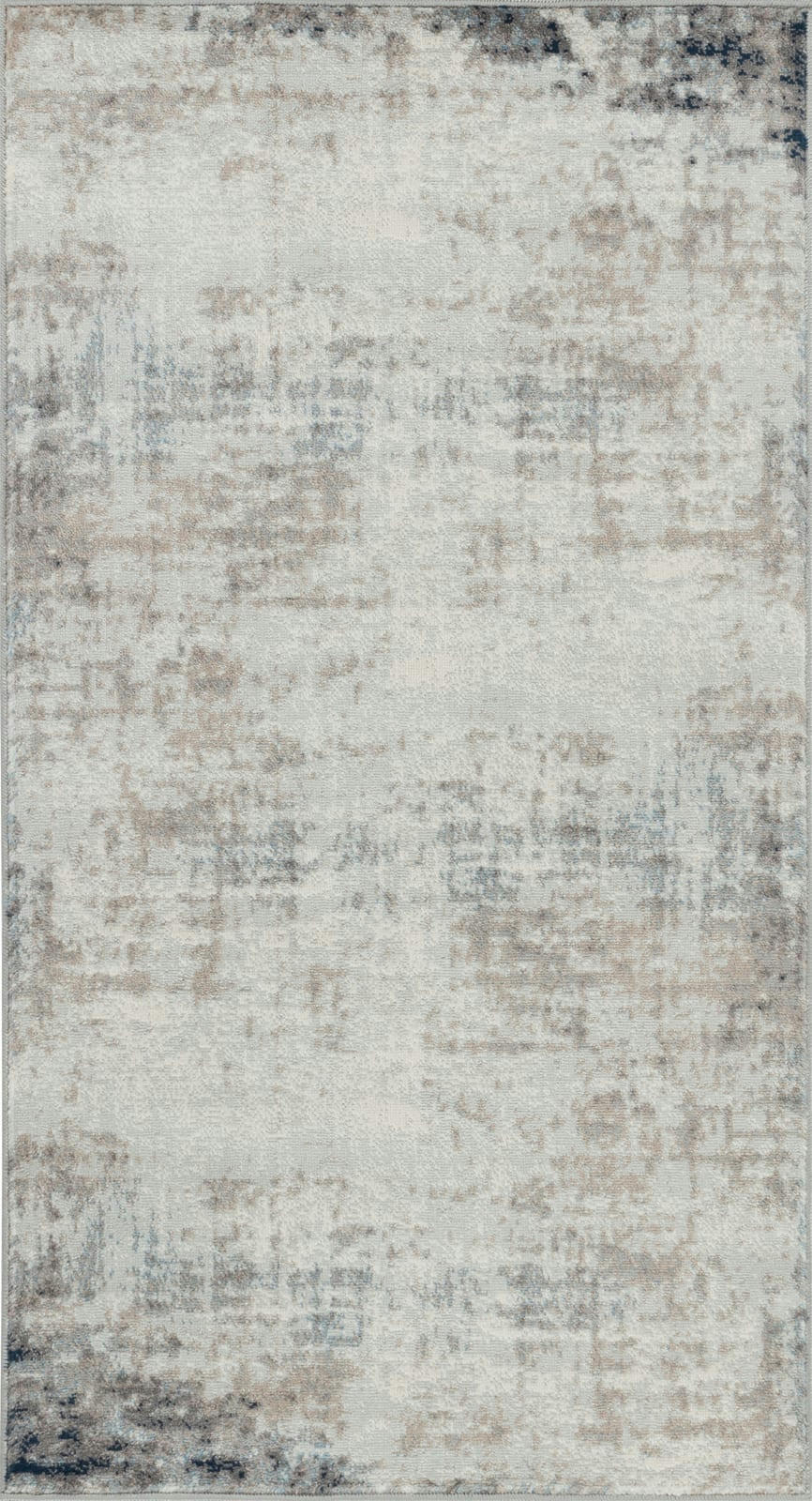ALIX - Tapis de Couloir Abstrait Moderne Ivoire/Gris/Bleu 80x150
