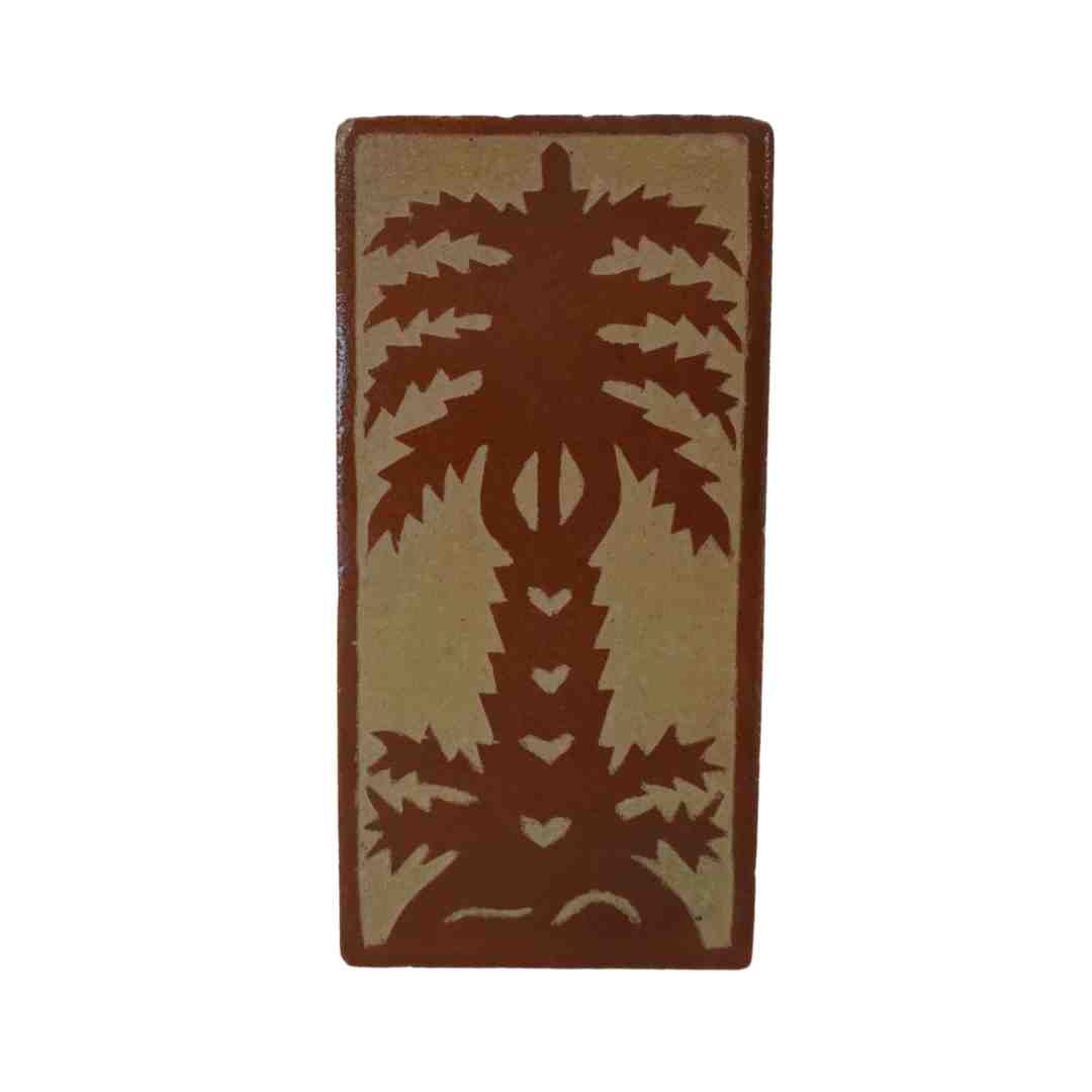 NOA MAY Zellige tegel Palmtree - amber - keramiek - wanddecoratie - 20 x 10 x 2 cm