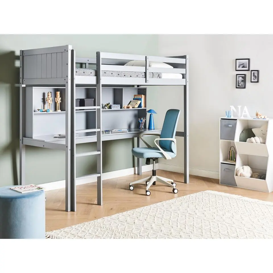 FOUCAMONT - Hoogslaper - Grijs - 90 x 200 cm - Dennenhout