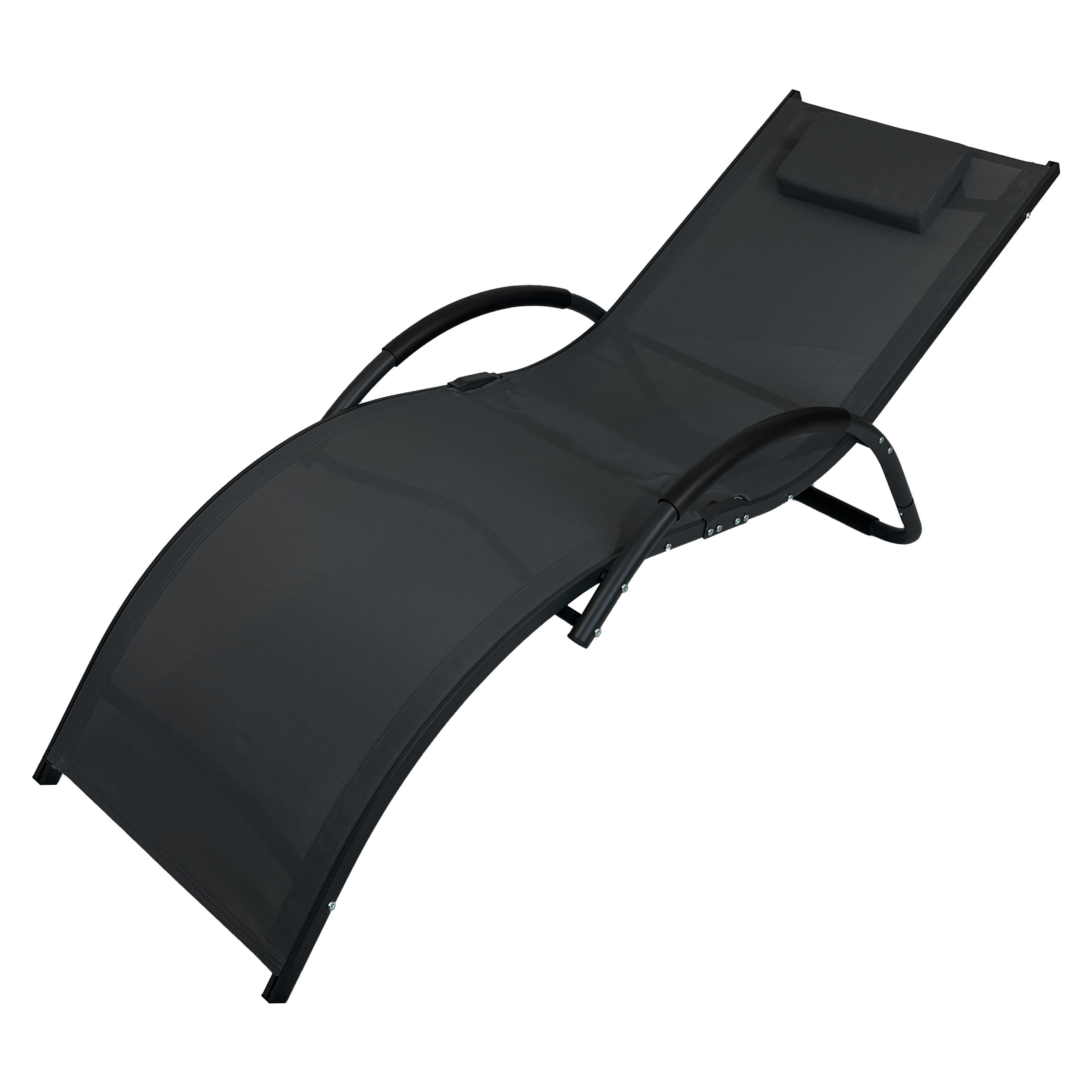 Leżak aluminiowy ogrodowy mocny fotel leżanka zero gravity Swing czarny