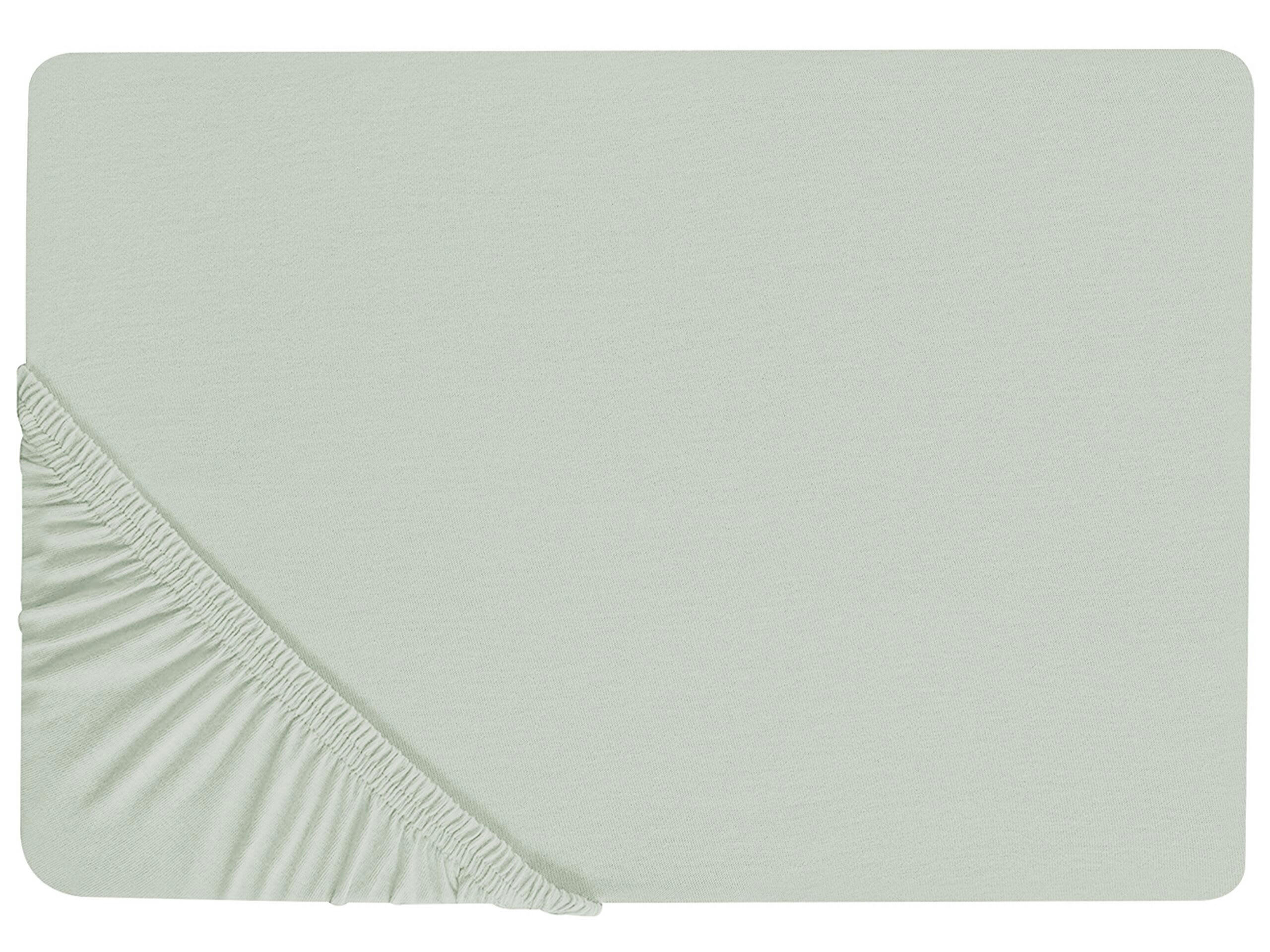 JANBU - Drap-housse en coton 160 x 200 cm vert clair
