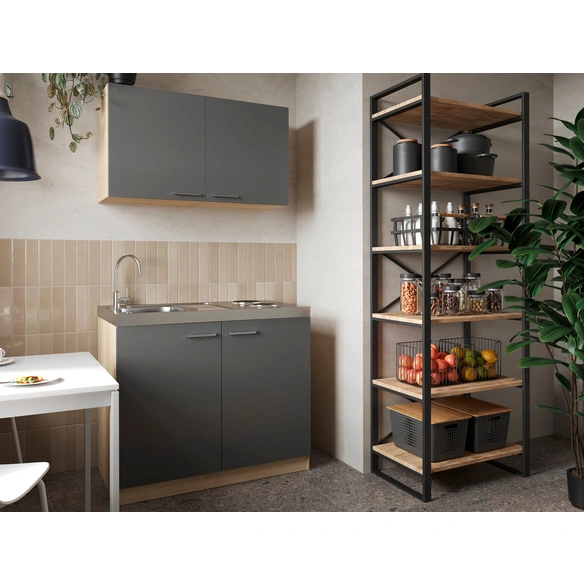 Pantry-Küche »Merle«, BxHxT: 100 x 200 x 200 cm, grau
