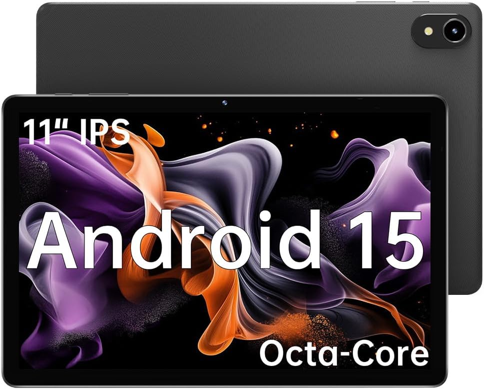 ApoloMedia 11 Tablet, 2026 Android 15 with Octa-core Processor, 8GB RAM+128GB ROM(1TB Expandtion), 7000mAh Battery, HD IPS Large tableta,WiFi 6&BT5.0, Support GMS (Case not Included)