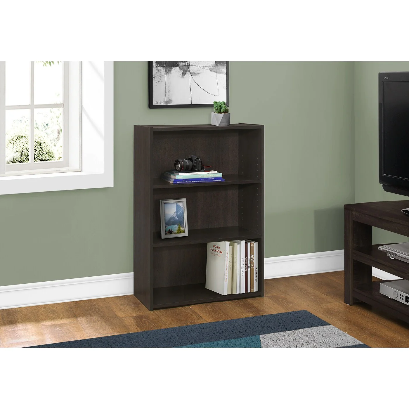 Bookshelf, Bookcase, 4 Tier, 36h, Office, Bedroom, Laminate, Transitional