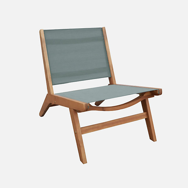 Lot de 2 fauteuils relax bois d'acacia et textilène kaki - Madera