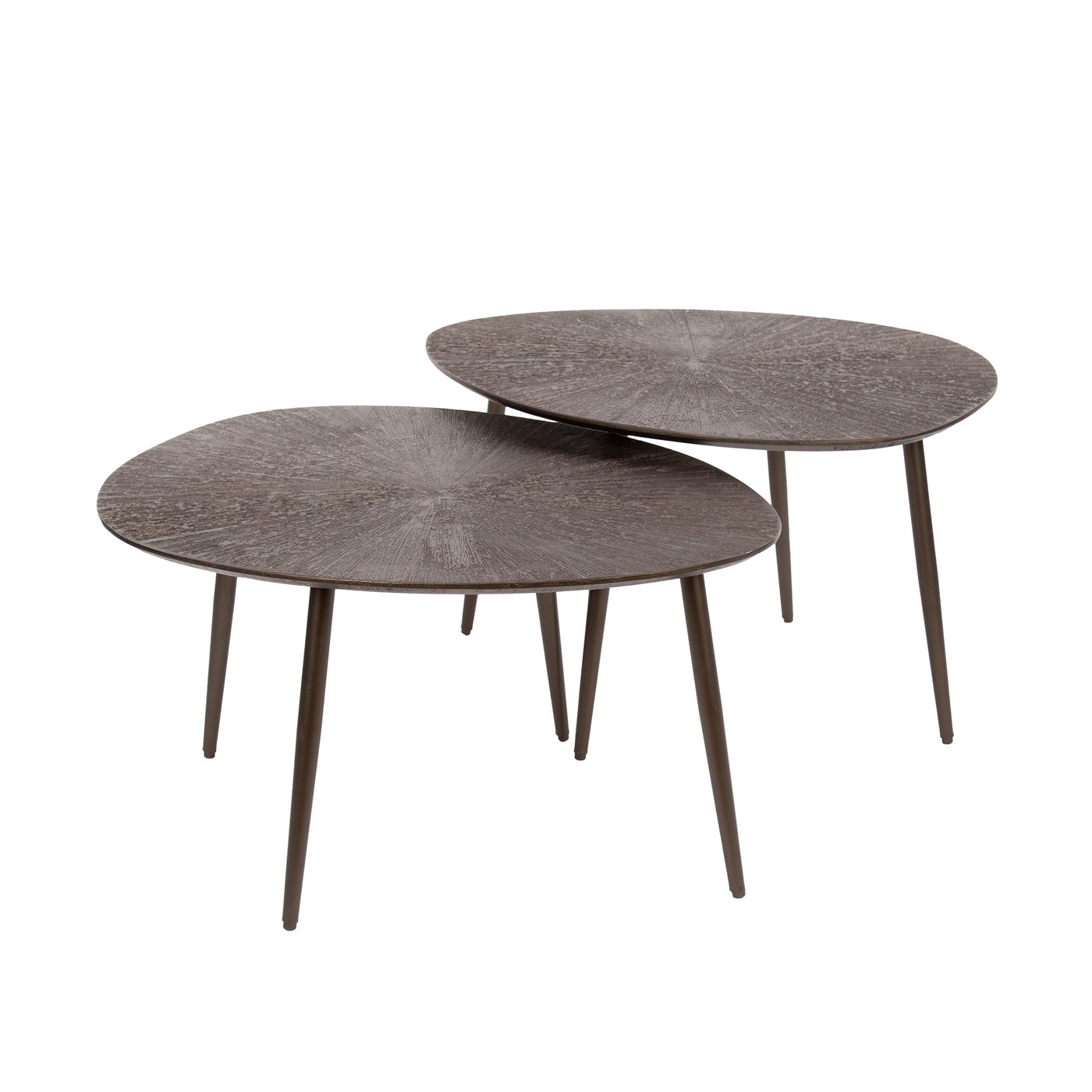 Giga Meubel Salontafel Brown Ray Metal - Bruin Metaal - Set van 2