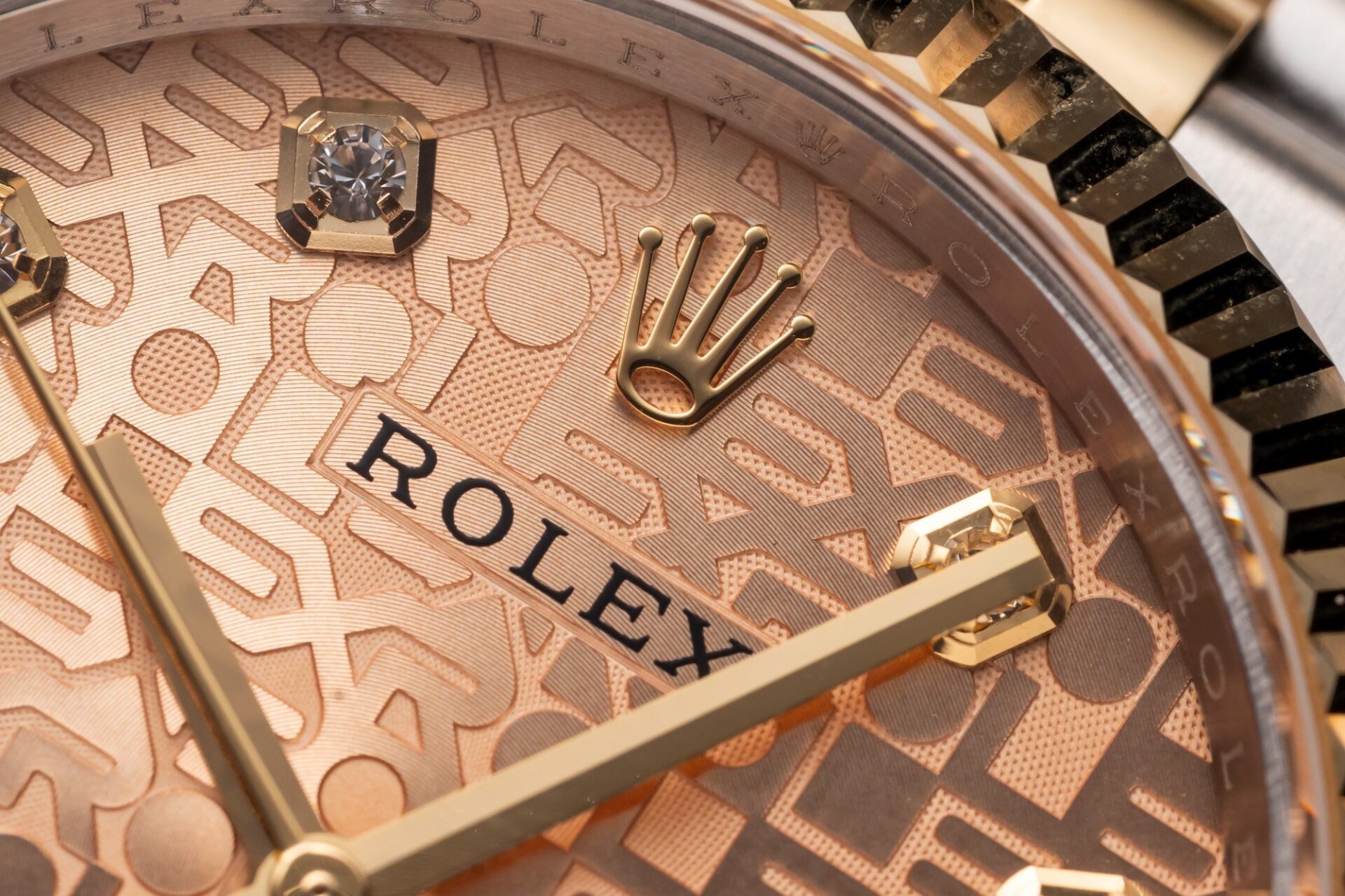 Rolex Datejust SS/RG Plated Fluted Gold Dial CZ Diamonds 36mm Jub Super Clone