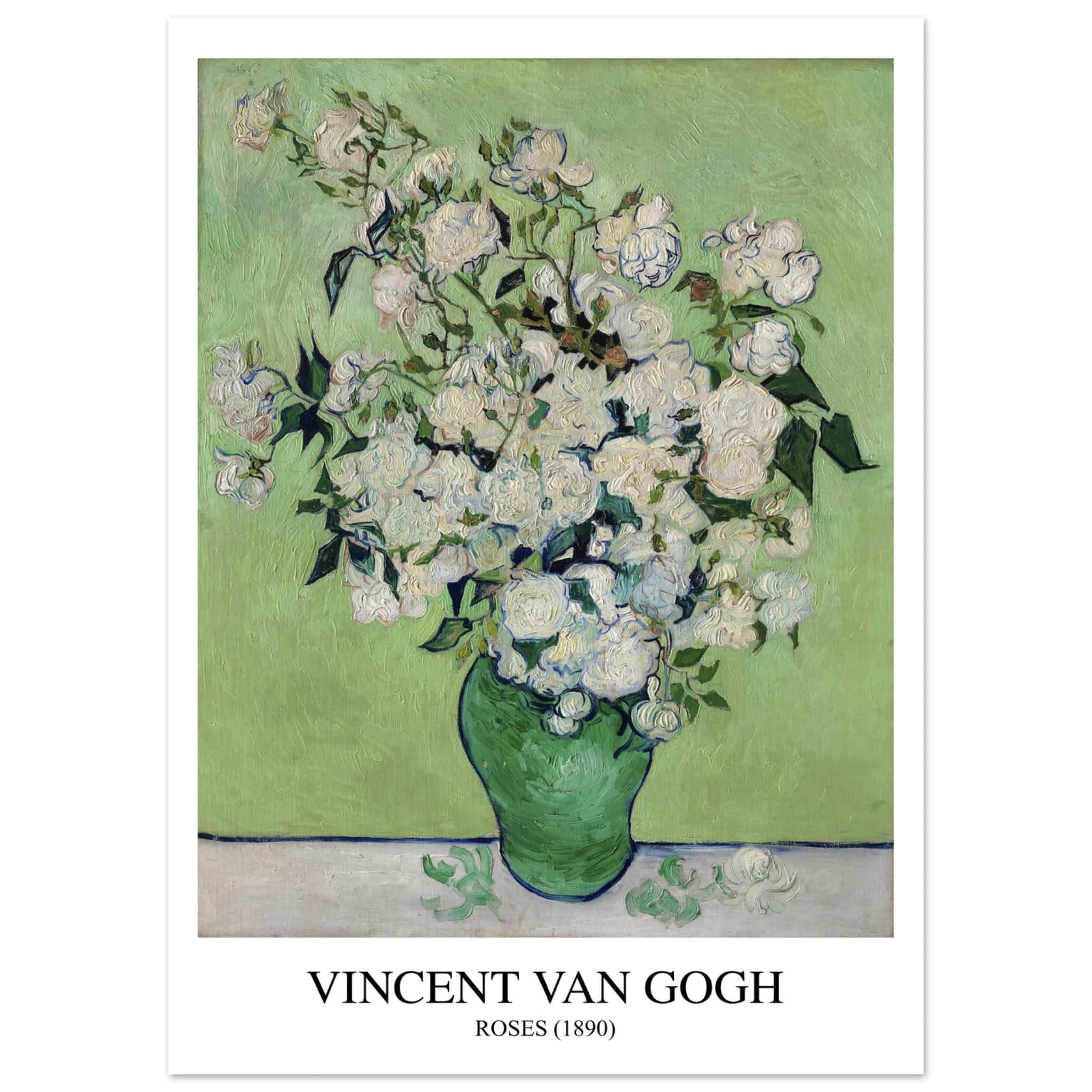 Artfulprints Poster Vincent van Gogh - Roses  - 50x70 cm - Groen