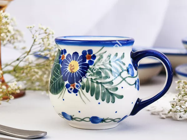 Kubek baryłka 0,3 L Bolesławiec - Kwiaty Kuleszy gat. I