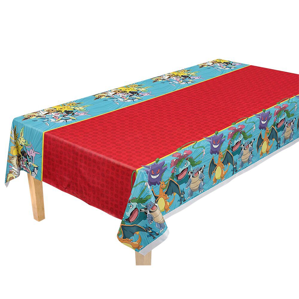 Nappe plastique Pokémon rectangulaire rouge et bleue 120x180cm