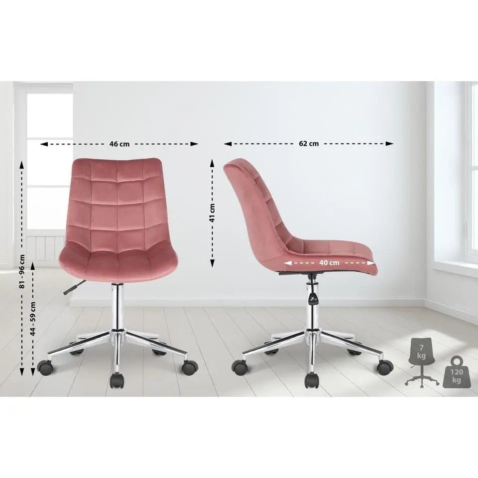 CLP Bureaustoel Medford Fluweel - roze