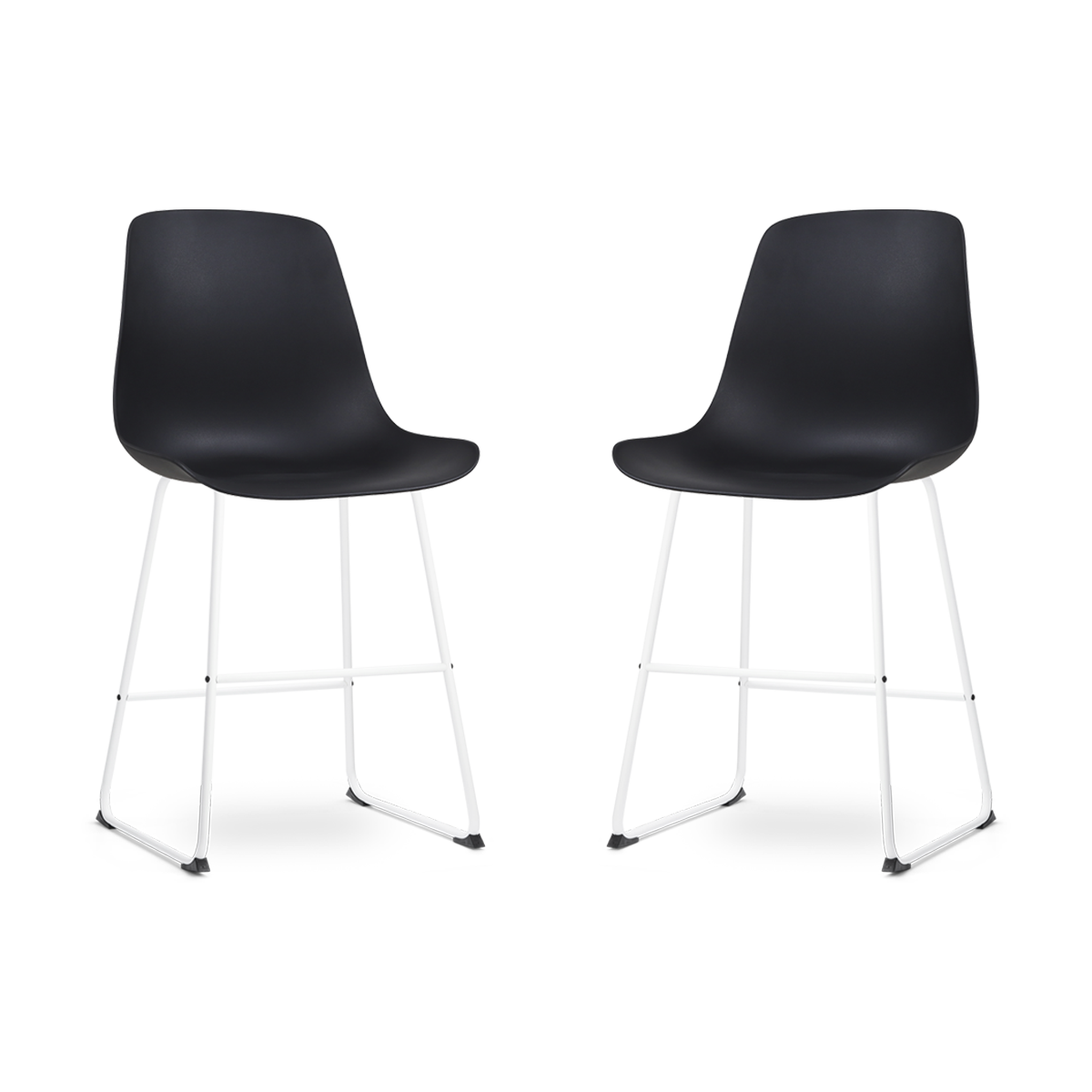 Nolon Nino-Pip barkruk zwart - wit onderstel - 65 cm - set van 2