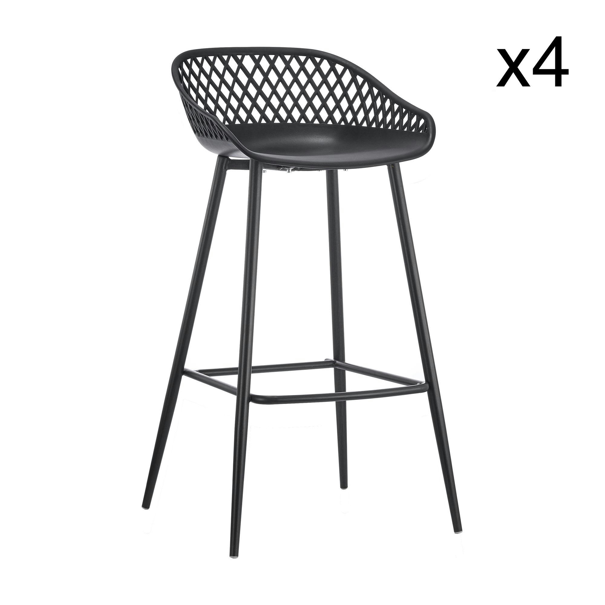 BRADLEY - Lot de 4 chaises de bar en polypropylène noir