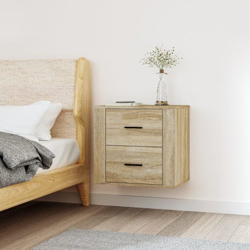 NNEVL Wall-mounted Bedside Cabinet Sonoma Oak 50x36x47 cm