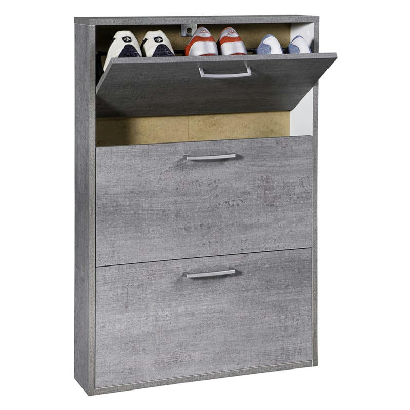 TIDY - Meuble à chaussures décor béton 3 tiroirs 9 paires h.100 cm