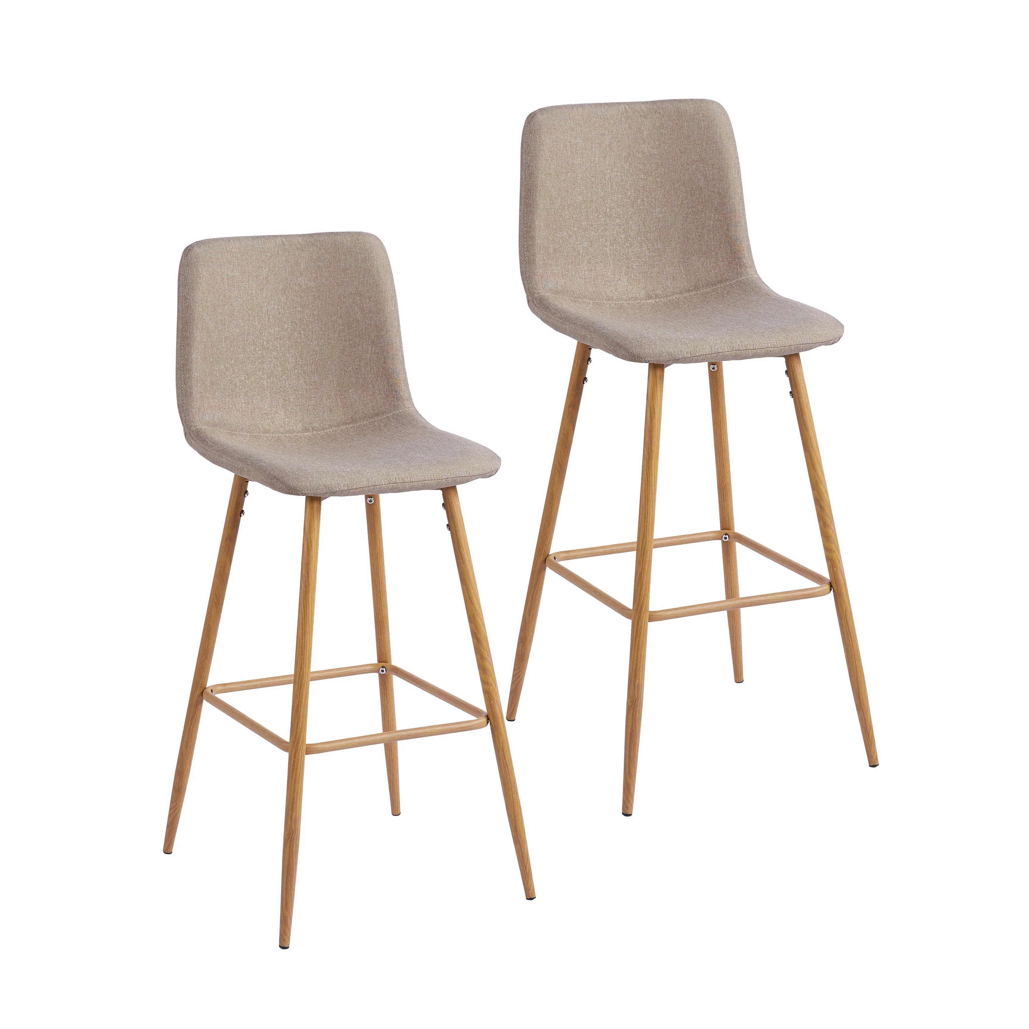 Porthos Home Eila Bar Stools Set of 2, Fabric Upholstery, Metal Legs