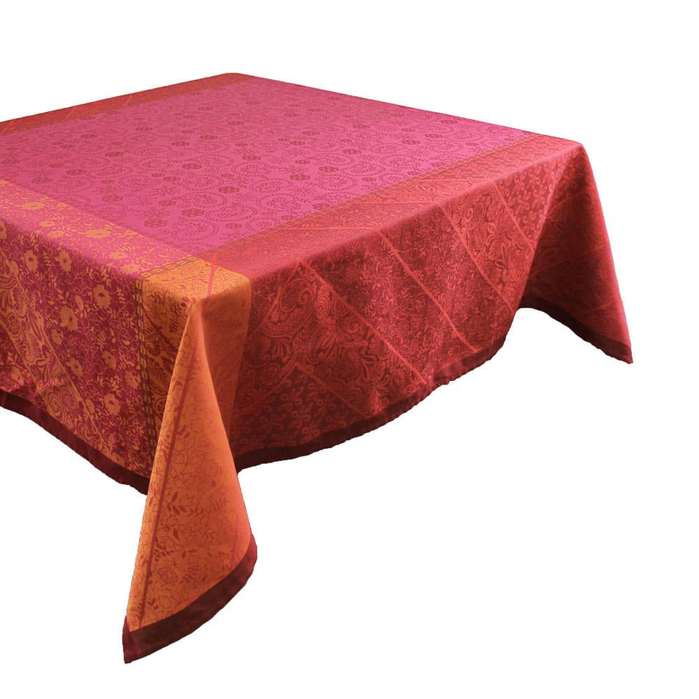 CASSIDY BERRY - Nappe carrée antitache déperlant pur coton rouge 115x115 cm