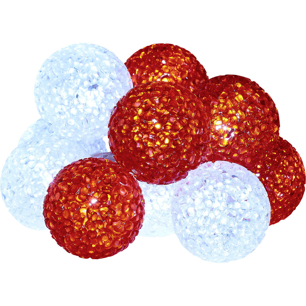 Guirlande extérieur solaire rouge et blanche 10 LED