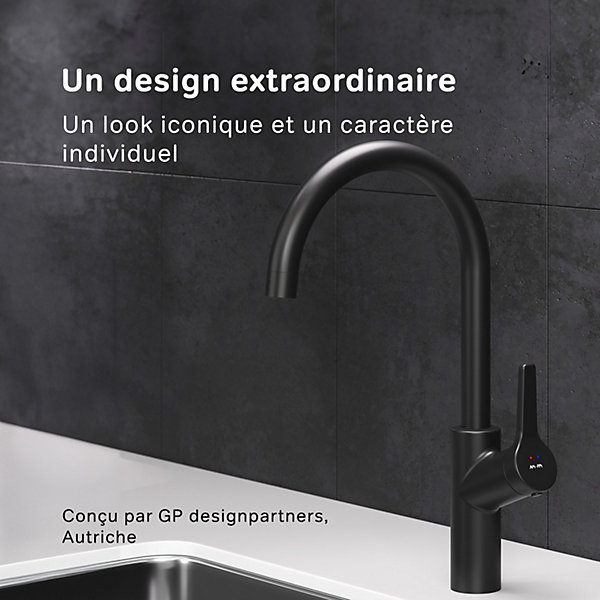 AM.PM Mitigeur de cuisine avec bec rotatif, Noir mat FXB07022 X-Joy S