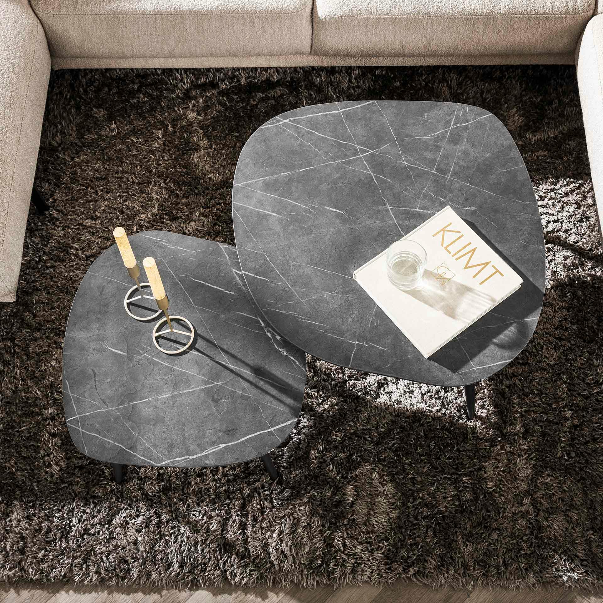 Table de salon organique avec plateau forme carrée (lot de 2) RALF