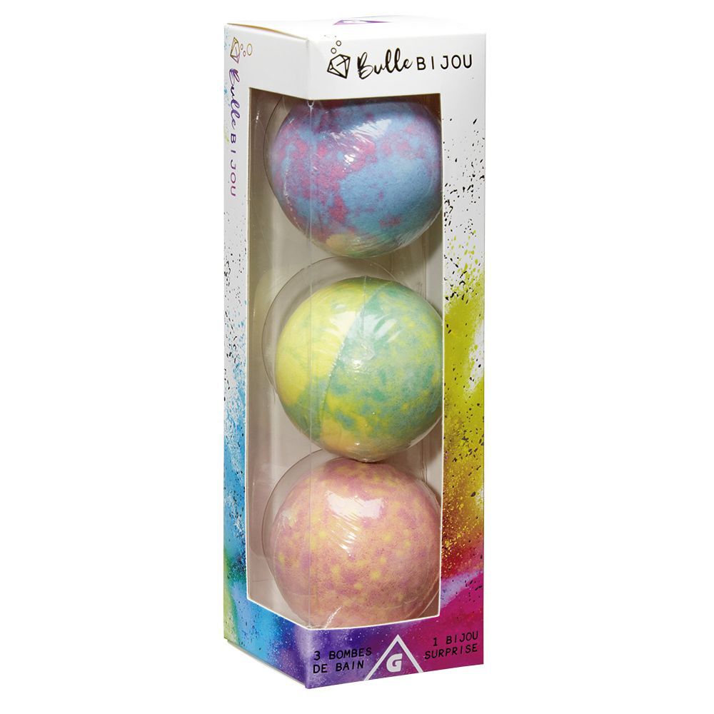 Coffret 3 bombes de bain et bijou surprise