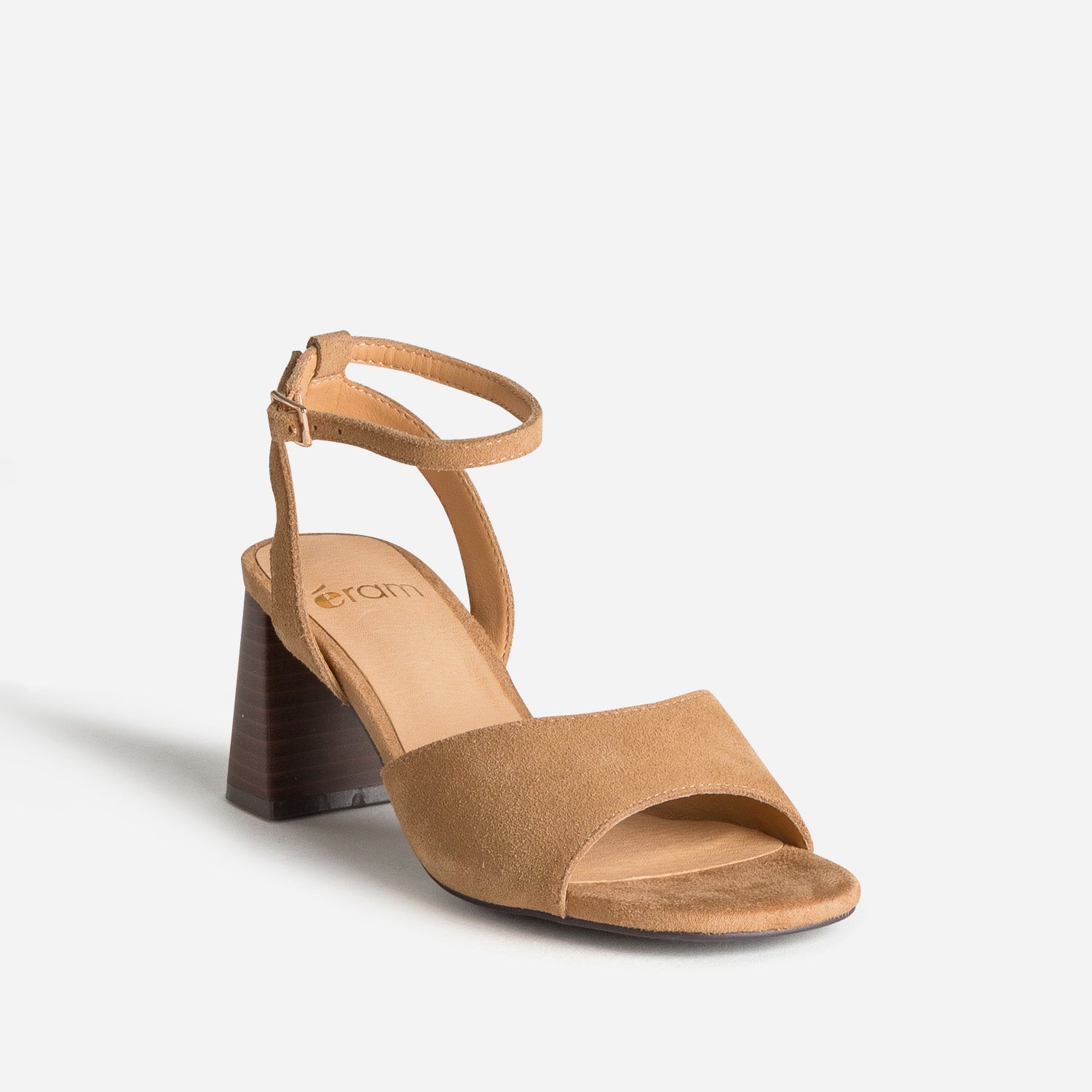 Sandale beige cuir velours à talon