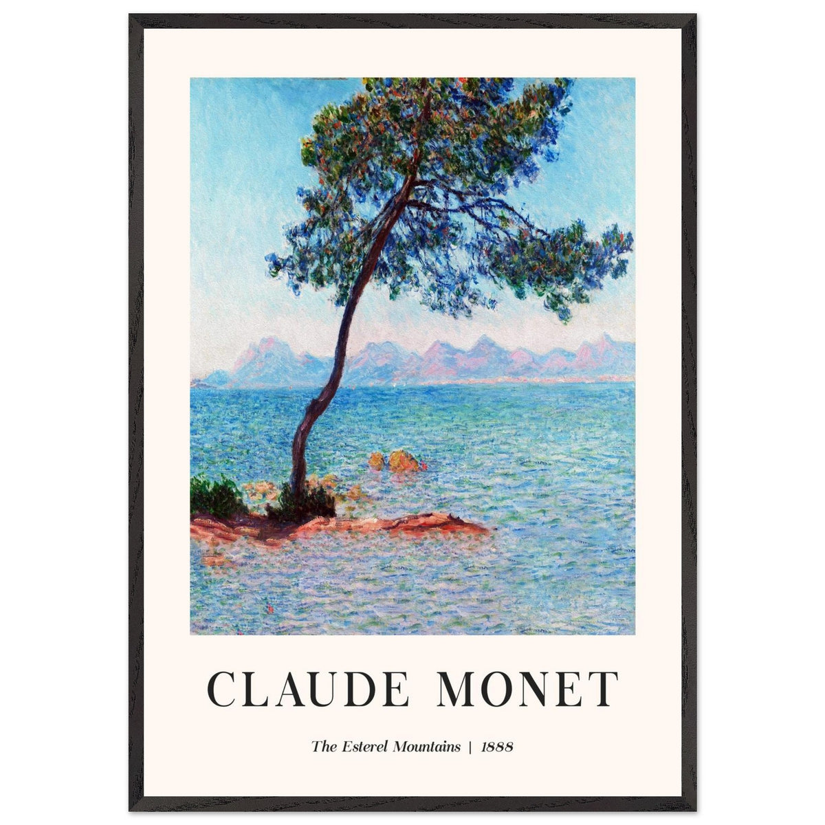 Artfulprints Poster met Lijst Claude Monet - The Esterel Mountains  - 70x100 cm - Turquoise