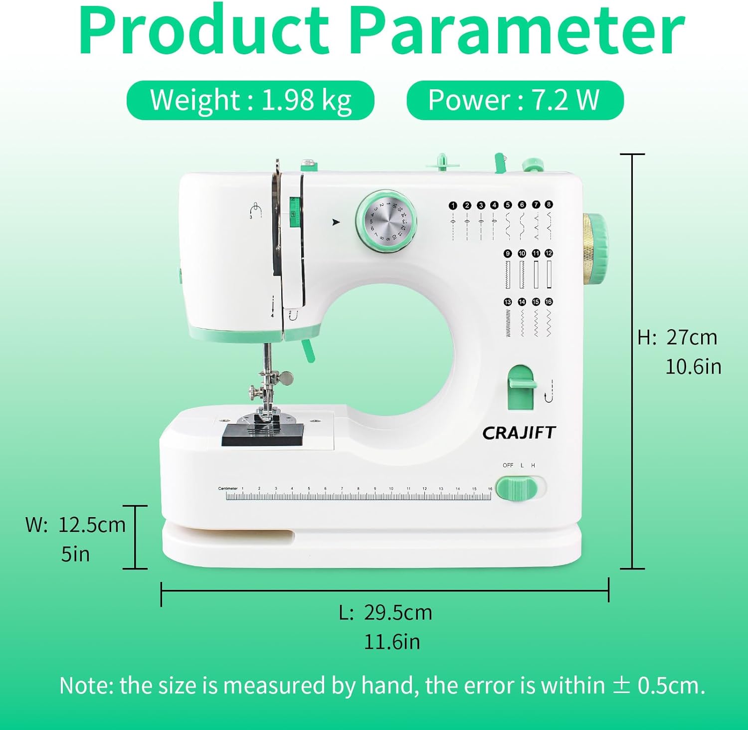 Mini Sewing Machine for Beginners, 16 Built-in Stitches, 2-Needle Adjustable Speed, Portable Electric Household Sewing Machine with Complete Accessory Kit, Ideal for DIY Sewing Projects