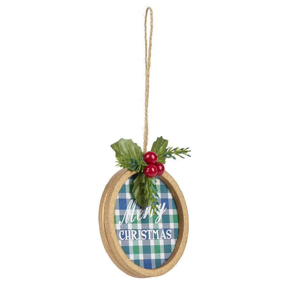 Décoration de No&euml;l plate en bois