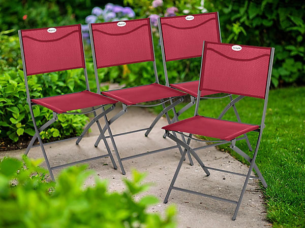 Lot de 4 Chaises de jardin pliante métal Modula Grenade- Hespéride