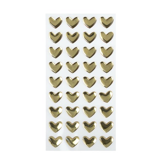 Gold Heart Epoxy Stickers 36 Pack