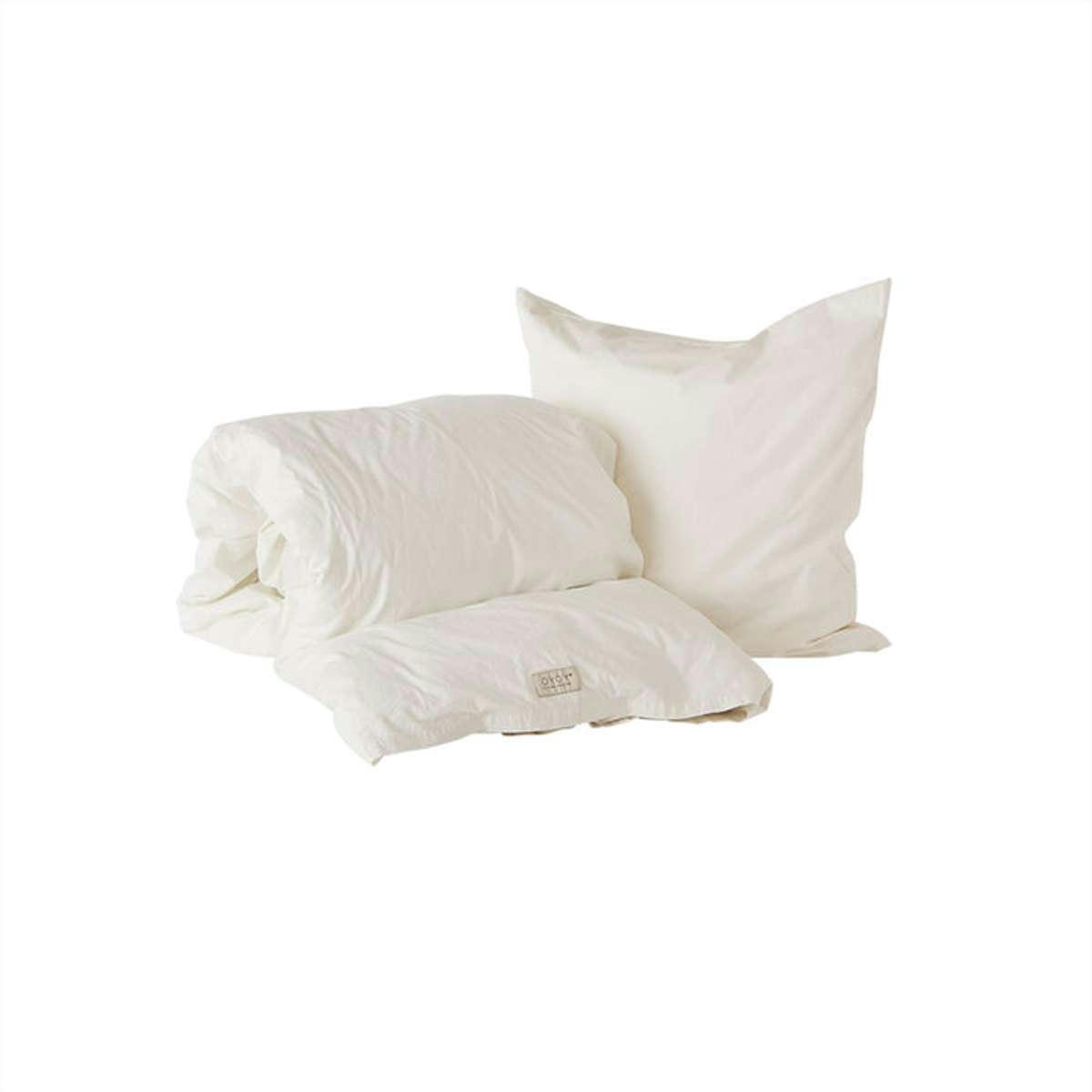 NUKU - Housse de couette et taie enfant blanc en coton H100x70cm, H40x45cm