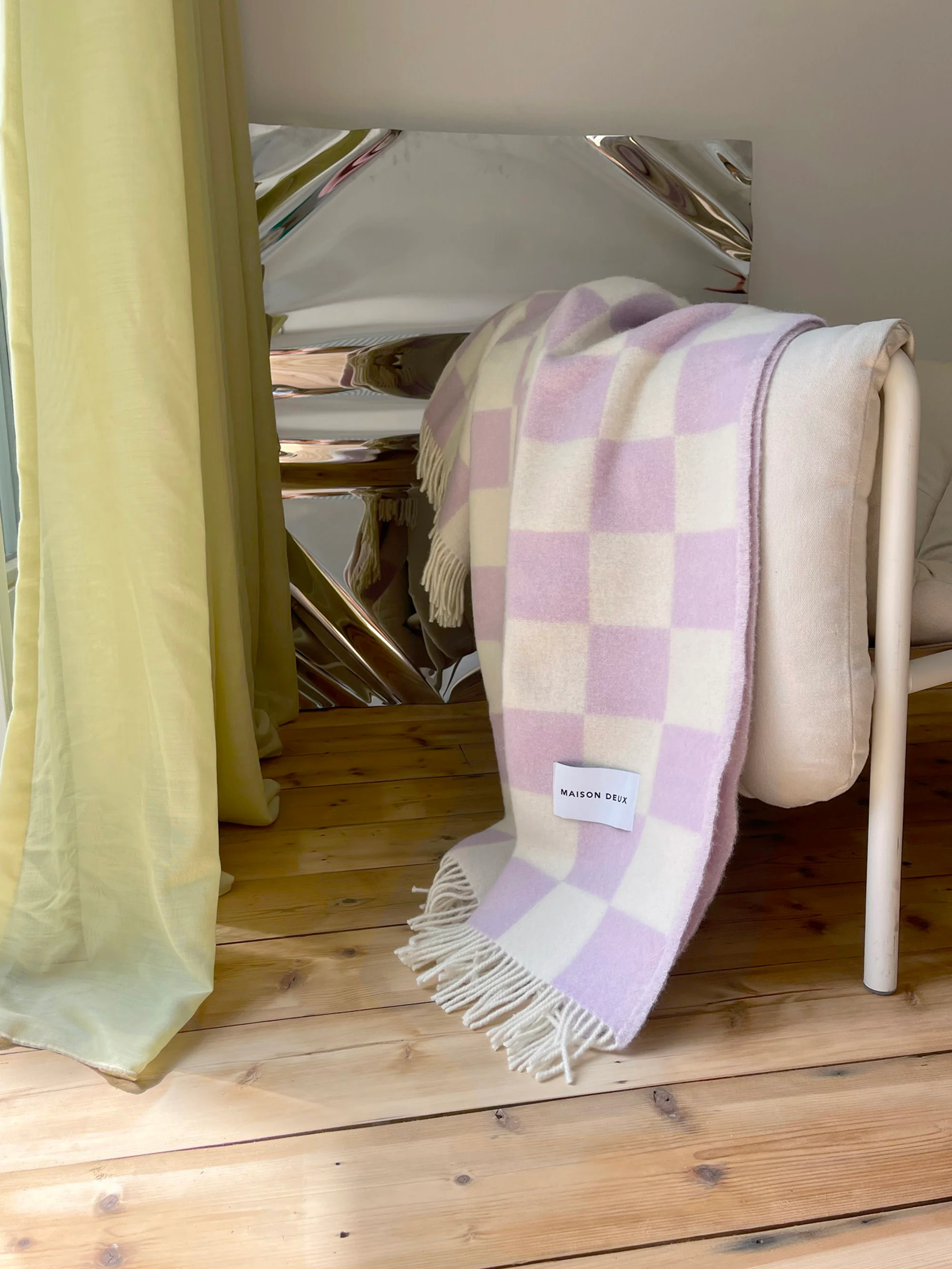 Woll-Wurfdecke Checkerboard mit Karomuster