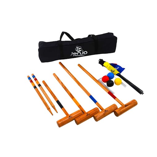 Premium Wooden Family Croquet Ball Mallet Game 4 Player Set
