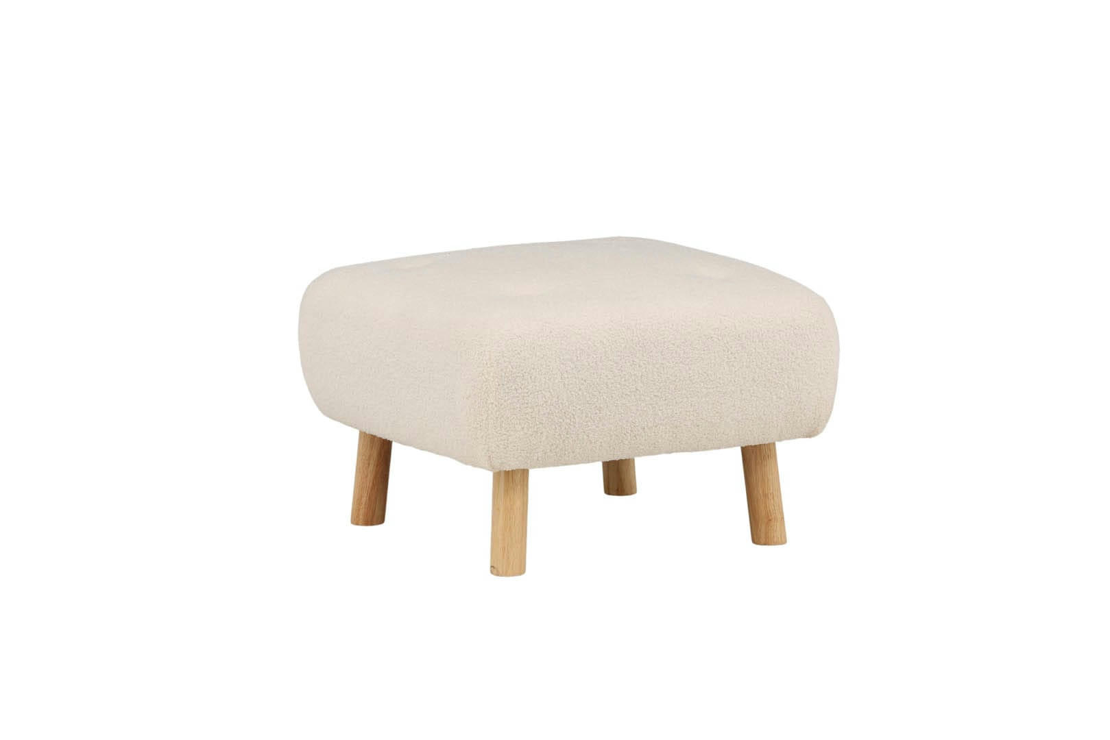SAMMY - Pouf carré 60x60cm en tissu bouclé blanc
