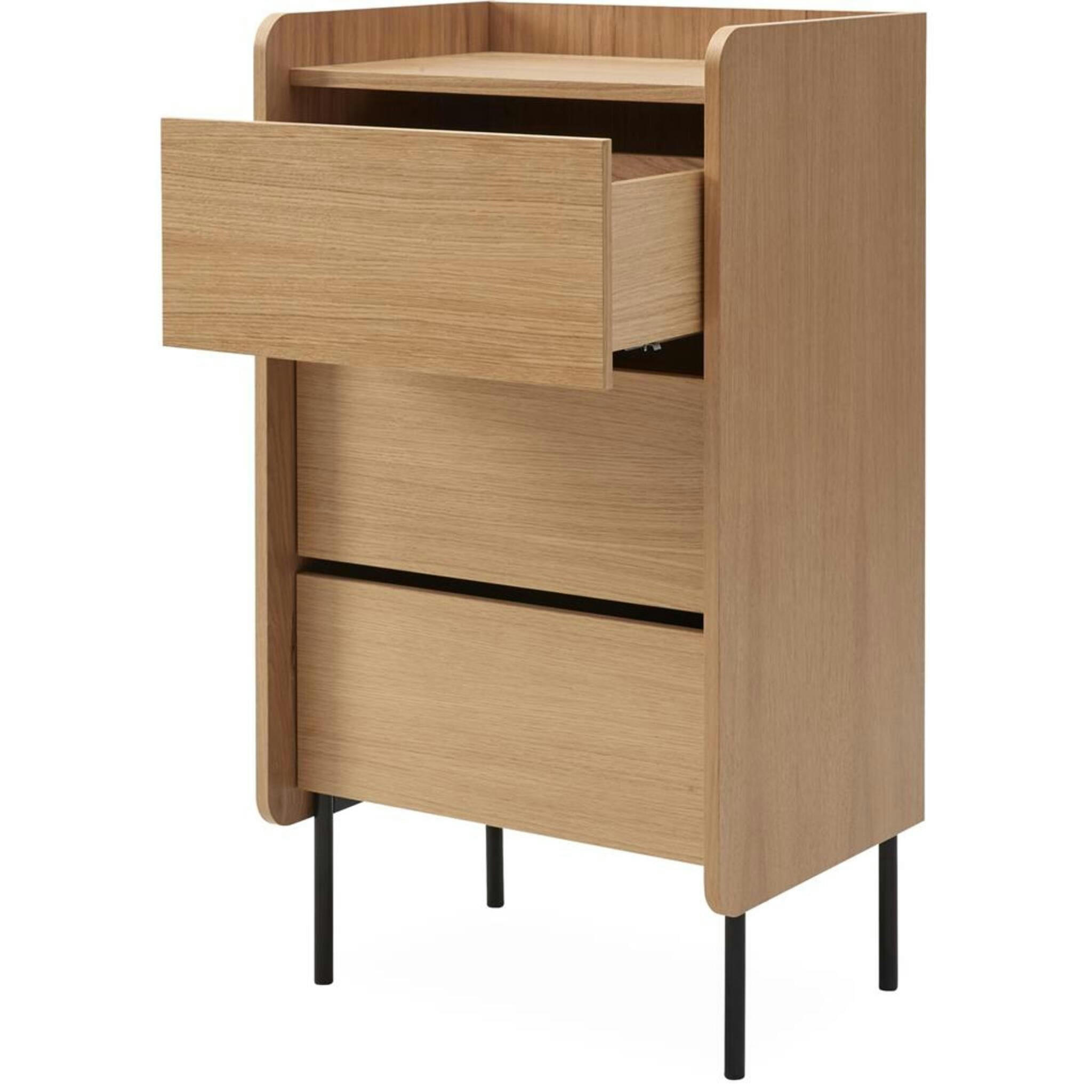 - Commode 3 tiroirs avec pieds en métal noir