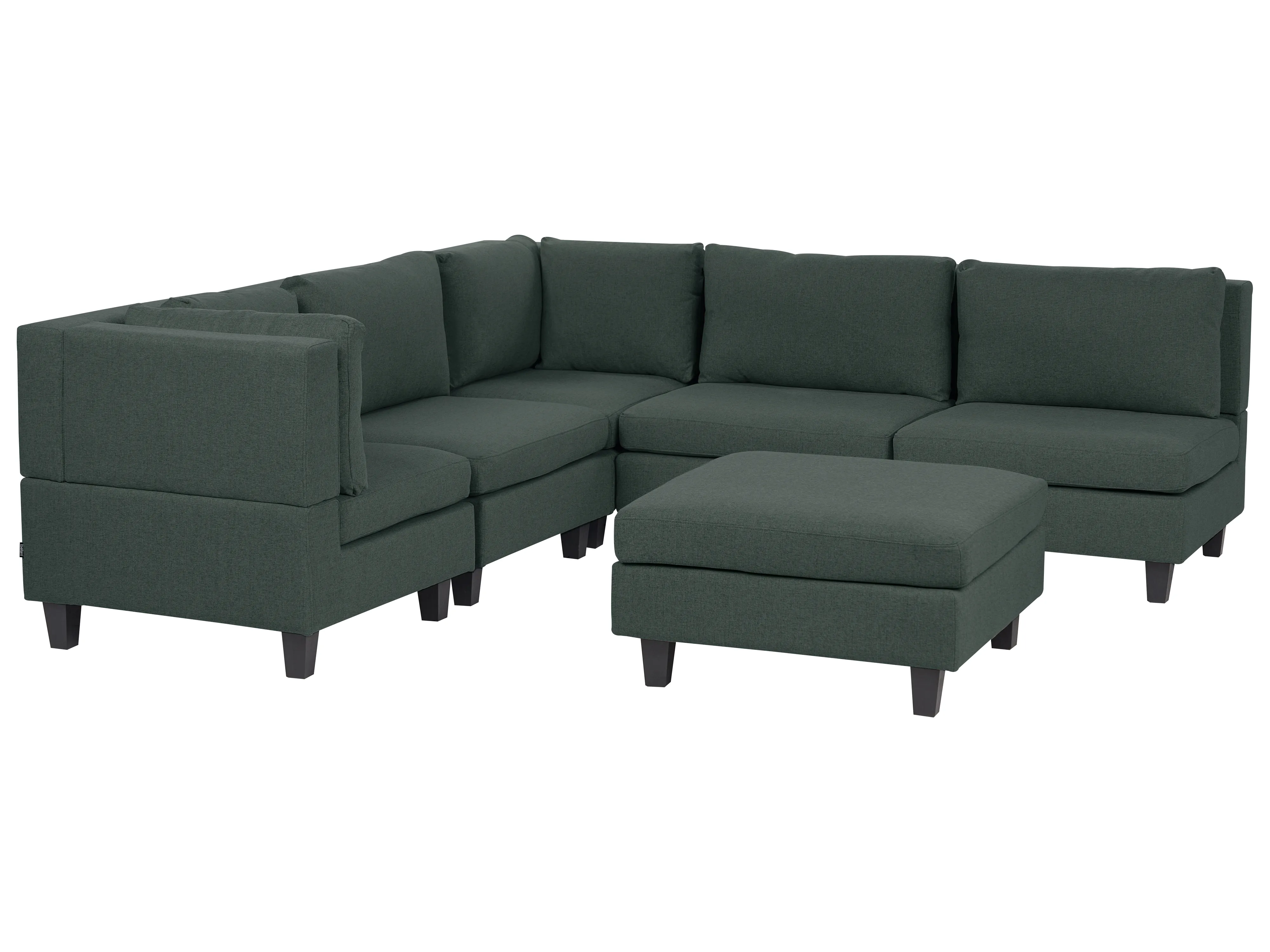 Modular Corner Sofa 5 Seater UNSTAD Fabric Dark Green with Ottoman Right Hand