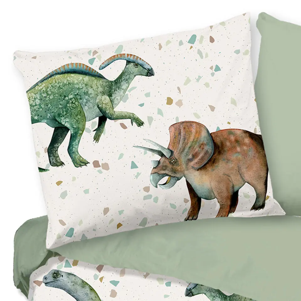 Pure dekbedovertrek dinosaurus - 1 persoons 140x200/220 cm - Groen - Microvezel