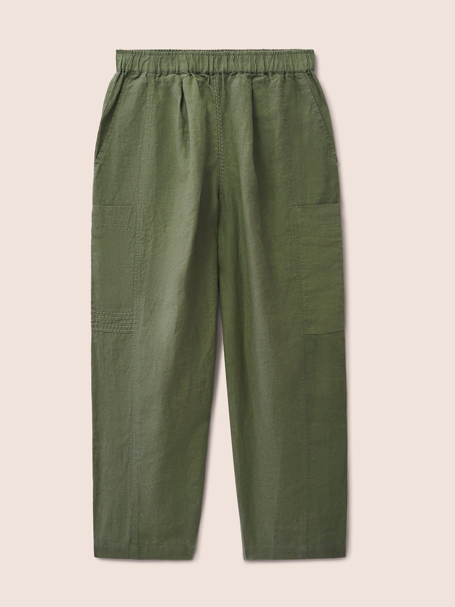 Green Bembridge Barrel Linen Trouser