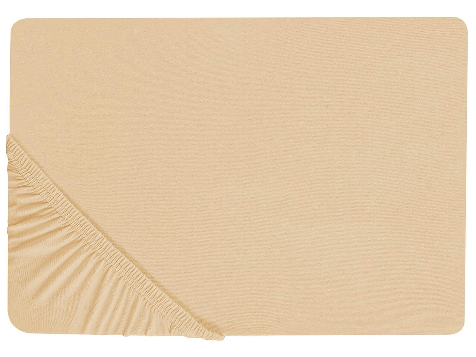 JANBU - Drap-housse en coton 90 x 200 cm beige sable